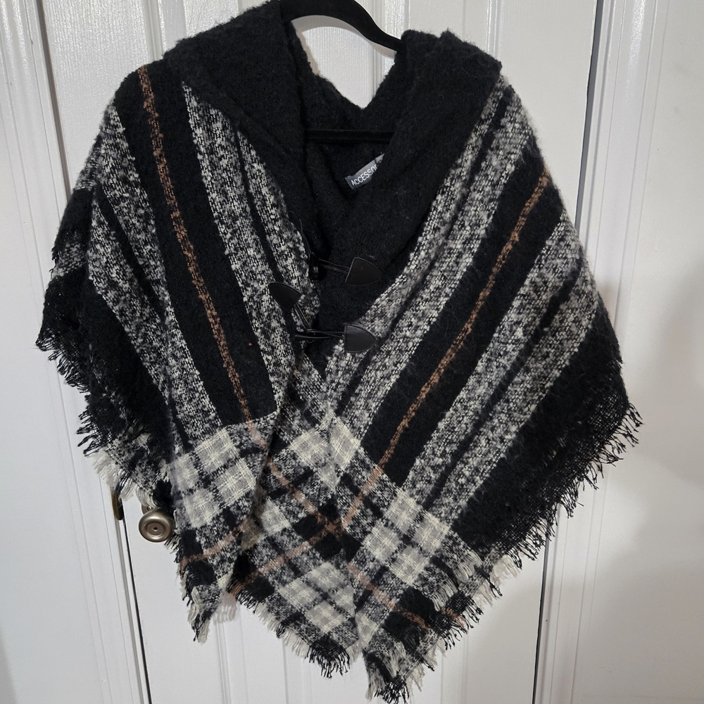 Plaid Women's Cape in Black and Brown